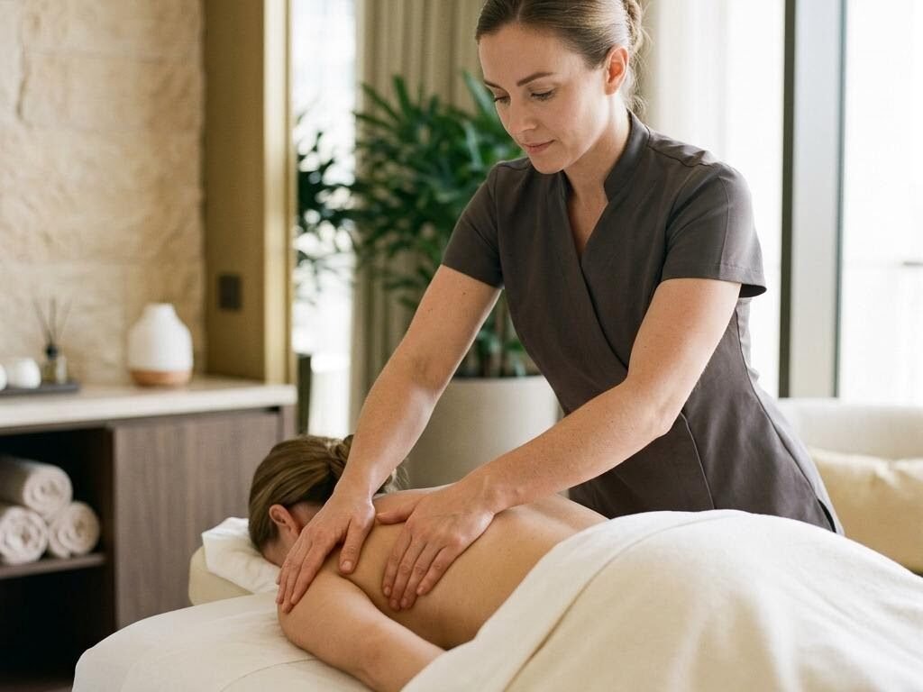 Female therapist performing a professional deep tissue massage at Dream Premium Spa in Bengaluru