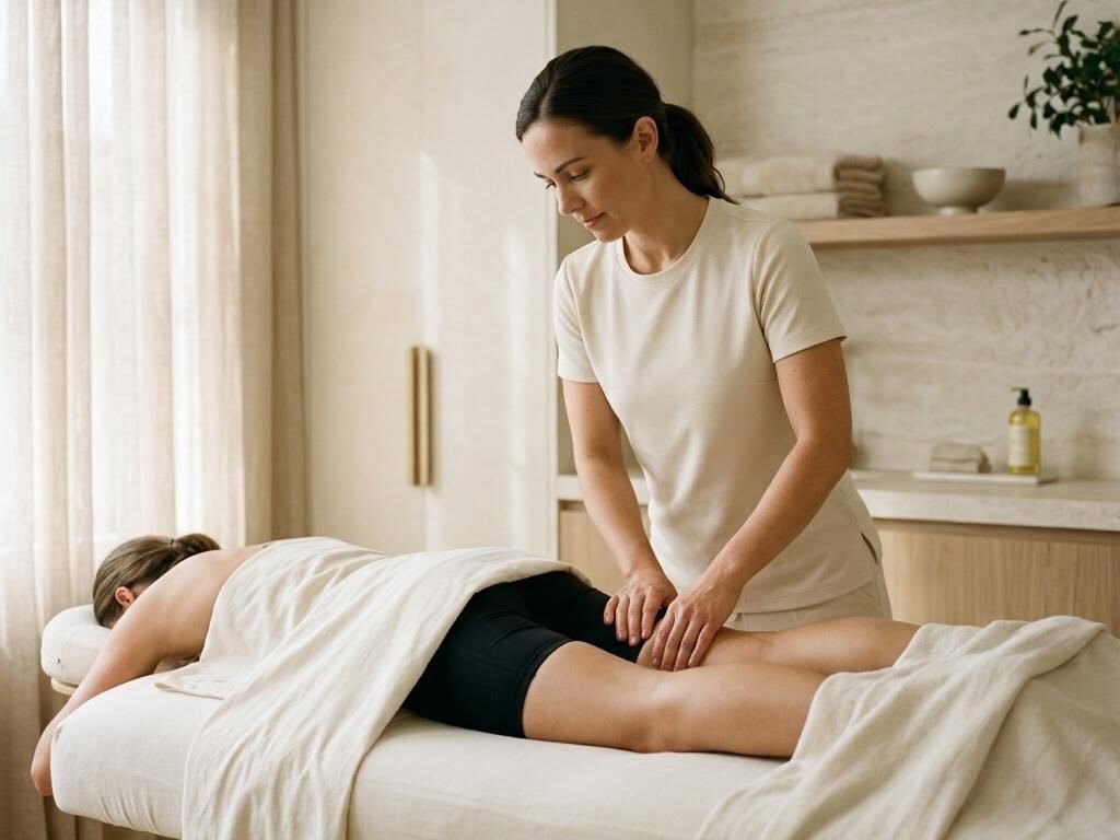 Female therapist performing a focused sports recovery massage at Dream Premium Spa in Bengaluru